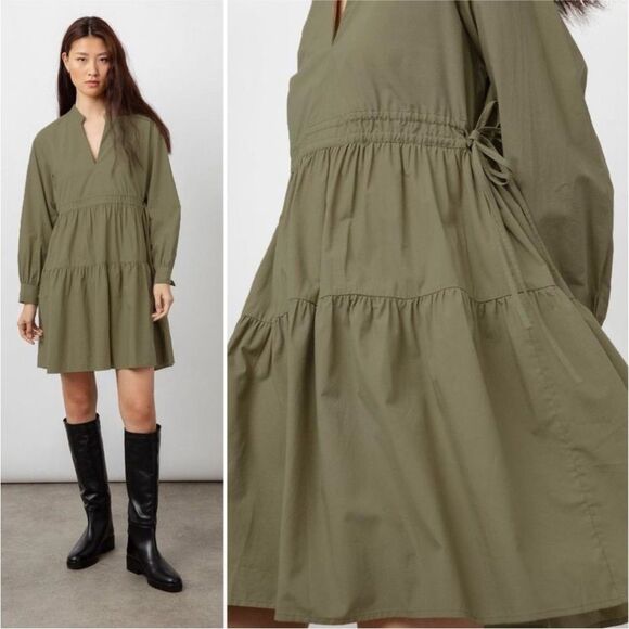 Rails Ivy Mini Moss Green Tie Waist Tiered Dress Women's Size Small - Picture 4 of 14